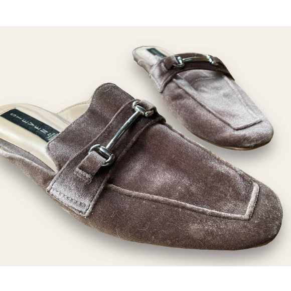 Steve Madden Shoes - Steven by Steve Madden Purple Velvet Royce Silver Bar Detailing Mule Flats